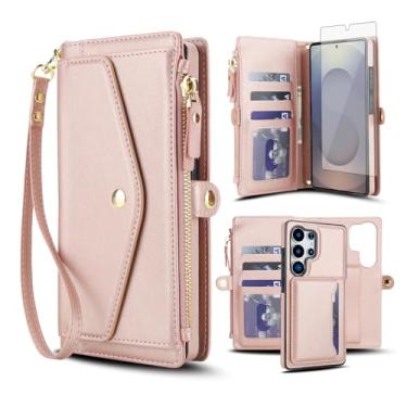 Imagem de Capa de telefone para Samsung Galaxy S25 Ultra 5G capa carteira compatível com Magsafe RFID protetor de tela transversal alça alça flip suporte cartão slot celular S25Ultra 25S S 25 25Ultra 6.9 2025