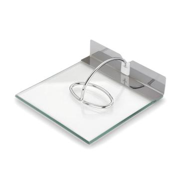 Imagem de Porta Guardanapos De Mesa Slim Base de Vidro e Aço Inox 18cm