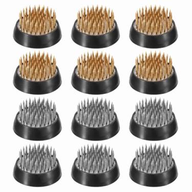 Imagem de PATIKIL 12 peças de sapos florais Kenzan, suporte de arranjo de flores redondo de aço de latão de 3 cm, ferramenta fixa de pino arranjador para vaso de mesa, casamento, decoração de casa, latão/prata