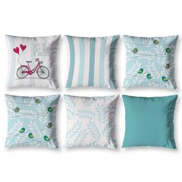 Imagem de Kit 6 almofadas Cheias 40cm x 40cm Decorativas Estampadas Digital Colo