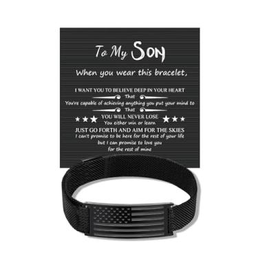 Imagem de Pulseira masculina To My Son da Mom Dad com cruz e versículo bíblico Jesus Cristão, presentes de aniversário inspiradores para filho, Large, Sem Pedra Preciosa