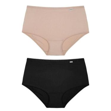 Imagem de Kit/2 Calcinha DelRio 50027 Feminina Cintura Alta Microfibra T. P/EG, 