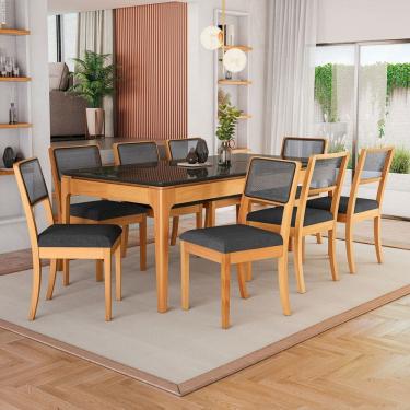 Imagem de Mesa de Jantar 8 Lugares Loane com Vidro Madeira Maciça Preto/Titanio - Kappesberg