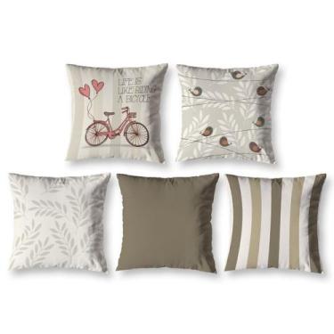 Imagem de Kit 5 Capa de Almofada 40cm x 40cm Decorativas Estampadas com Zíper Sa