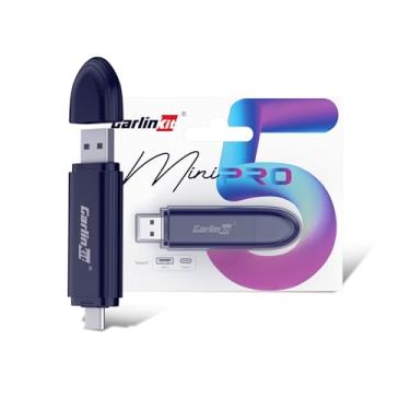 Imagem de Carlinkit Adaptador CarPlay sem fio para iPhone e Android MINI5 PRO, Plug and Play, com fio para sem fio, conexão automática, atualização online, Siri Voice e Google Voice, para CarPlay com fio e