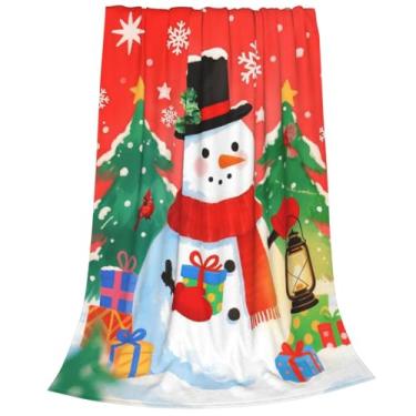 Imagem de Cobertores de boneco de neve de Natal para crianças, cobertor de flanela macio antiborboto de árvore de Natal, cobertor de lã leve de inverno de 125 x 100 cm para cama, sofá, cadeira, decoração