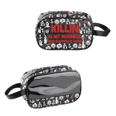Imagem de Bolsa de maquiagem à prova d'água de PVC transparente inspirada em produtos de palhaço assassino bolsa cosmética filme de terror amante presente arte palhaço assustador presente personagem presente