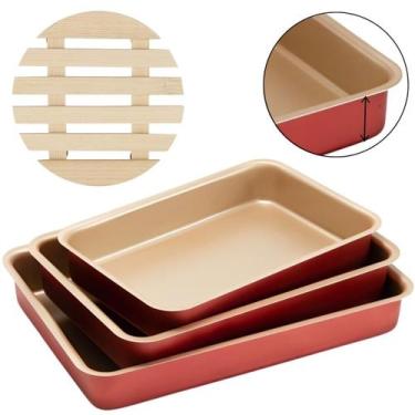 Imagem de Jogo De Forma Alta 03 Peças Antiaderentes + Descanso Panela - Marcolar