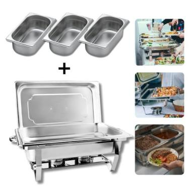 Imagem de Rechaud Inox Buffet 1 Cuba 9 L e 3 Cuba 1/3 65mm Gourmet Mix