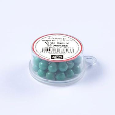 Imagem de ACC - Alfinete Mapa 3 Caixa Plástico 25 unidades Aço Cabplast Verde Escuro