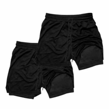 Imagem de Kit 2 Shorts Esportivo Algodão Térmicos 2 em 1 Porta-Toalha-Masculino
