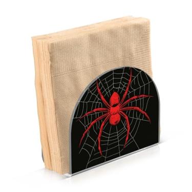 Imagem de Conjunto de 2 porta-guardanapos para guardanapos de papel, dispensador suspenso de aranha vermelha para mesa, cozinha, balcão de piquenique