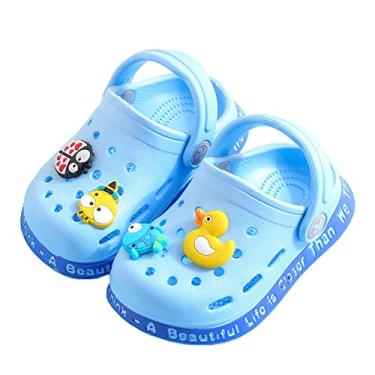 Imagem de Sandálias infantis Clássicas Clogs Meninos Meninos Meninos Meninas Bonitas Desenho Sandálias, Light Blue, 11 Toddler