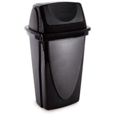Imagem de Lixeira de Plástico 7,2L com Tampa Basculante Preta - Plasutil