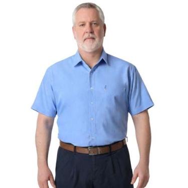 Imagem de Camisa Social Microleve Manga Curta Plus Size Não Amassa - C&C, Azul t