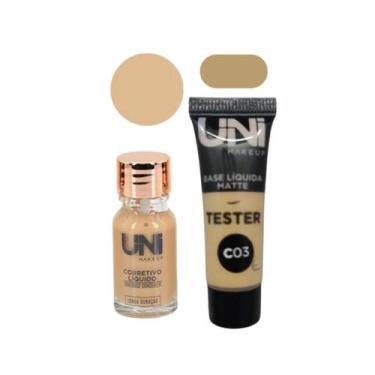 Imagem de Kit Base Líquida Matte e Corretivo Facial Alta cobertura Secagem rápid