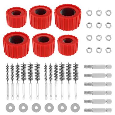 Imagem de Conjunto de limpador de tubos de cobre para furadeira elétrica, escova de limpeza de tubo para broca com cerdas de fio de aço inoxidável, limpa tubos de cobre e acessórios para solda