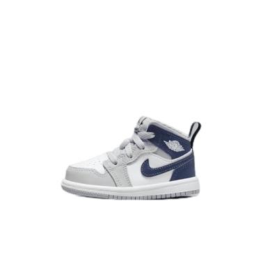 Imagem de Tênis Jordan 1 Mid Baby/Toddler (DQ8425-104, branco/cinza lobo/azul-marinho), Branco/cinza lobo/azul marinho, 18
