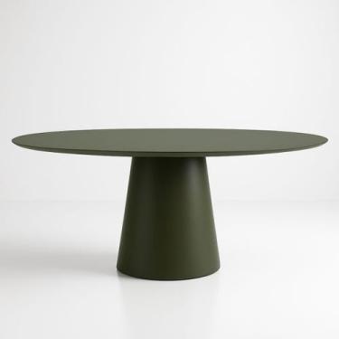 Imagem de Mesa de Jantar Cone Oval 137x90 cm Laca Verde Musgo - Linn Design Deco