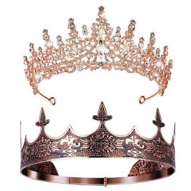 Imagem de Conjunto de coroas Sureio King & Queen, tiaras barrocas antigas