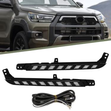 Imagem de AFOGGEST Luz de circulação diurna para Toyota Hilux Revo 2020 2021 2022 2023 Lâmpada de seta dinâmica para Hilux Rocco Barra de luz LED com chicote de fios