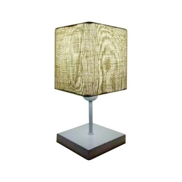 Imagem de Abajur Luminária Mesa Quarto Sala Moderno Vivare Md-2008br Cúpula Em Tecido - Bivolt Branco-rustico-bege 127/220v