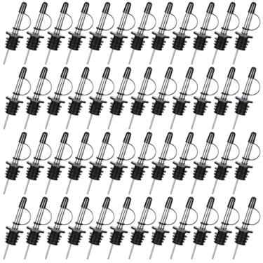 Imagem de Pacote com 48 bicos de despejo de licor, bico para garrafas de bebidas com tampas, bicos de velocidade de álcool higiênicos seguros para lava-louças, bicos de despejo adequados para boca de garrafa de