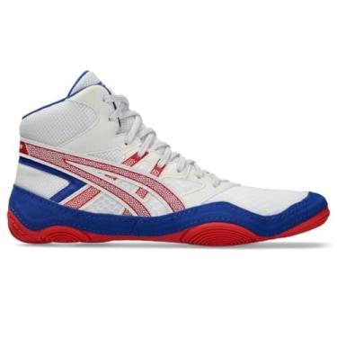 Imagem de ASICS Tênis de luta livre masculino Snapdown 4, Branco/Vermelho clássico, 36