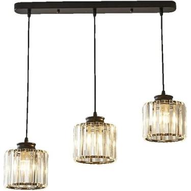 Imagem de Lustre de cristal de luxo moderno com cortinas transparentes penduradas E27 Luminária de teto suspensa para ilha de cozinha Sala de estar Sala de jantar e quarto