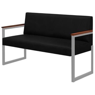 Imagem de Sofá 2 Lugares Niterói Couro Preto Em Metal Champanhe