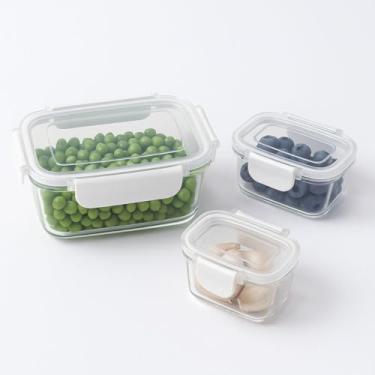 Imagem de Kit 3 Potes Herméticos Retangulares Empilháveis com Tampa – Conservação e Organização