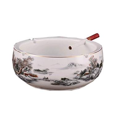 Imagem de Cinzeiros para Cigarros Azul e Branco Cerâmica Europeia Retro Sala de Estar Cinzeiro Boutique Grande Prático Cinzeiro de Cerâmica Elegante Personalidade Criativa Escritório Cinzeiro Redondo Decoração
