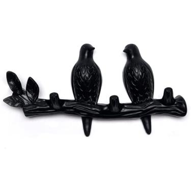 Imagem de Cabideiro montado na parede fofo pequeno pássaro ganchos de parede branco montado na parede cabide com 3 ganchos sem perfuração pode pendurar roupas bolsas chapéus chave inclui acessórios de