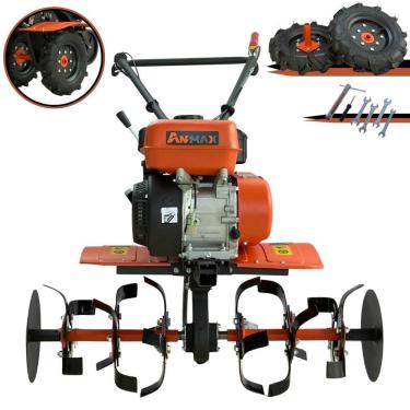 Imagem de Motocultivador Tratorito À Gasolina Anmax MT-170G 4T 208cc 7HP Profissional Com 24 Lâminas Cultivadoras Para Remexer e Afofar o Solo Para Cultivo