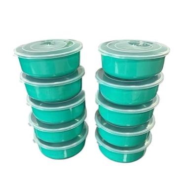 Imagem de Kit 10 Potes Vasilha Redondo 600ML - Cozinha- Marmita Organizadoras de Alimentos (10 Potes 600ml Verde)