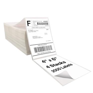 Imagem de Etiquetas de envio térmico direto EpicRise 10 x 15 cm; etiquetas de código de barras térmicas adesivas fortes (4 pilhas - 2000 etiquetas térmicas)