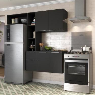 Imagem de Cozinha Compacta com Armário e Balcão Multimóveis Preta - MULTIMOVEIS