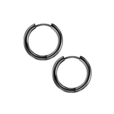 Imagem de TDEBA Brincos de argola de aço cirúrgico para homens, brincos modernos de cartilagem piercing de nariz para mulheres, 14G 10mm, Metal, Sem pedra preciosa