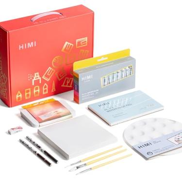 Imagem de HIMI Conjunto de tinta aquarela, 11 peças de materiais de pintura de arte profissional, conjunto de 24 cores em tubo de tintas para aquarela