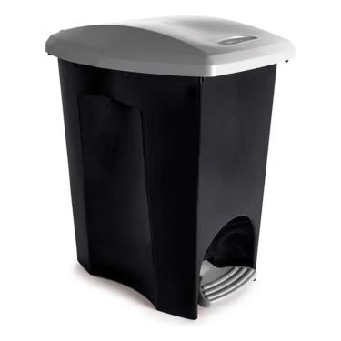 Imagem de Lixeira Com Pedal 7 Lt Eblack Cesto De Lixo Cozinha Banheiro
