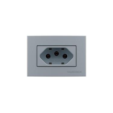 Imagem de Placa Para Móveis 65x45 Com Tomada Margirius Sleek Colors 2p+t 20a Cinza Cinza