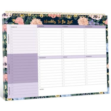 Imagem de Bloco de notas semanal com 52 folhas sem data (21 x 28 cm) - agenda semanal para mulheres e homens, trabalho e casa - Lavender Dream