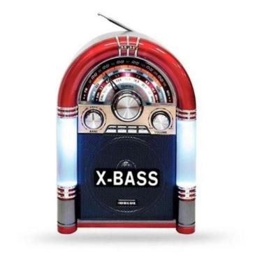 Imagem de Mini Jukebox Radio Retro Bluetooth Am Fm Usb Sd Radio Mp3 Led Estilo Madeira Mdf Vintage Bivolt