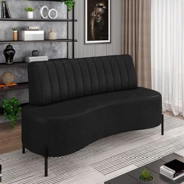 Imagem de Sofá Living Decorativo 2 Lugares 1,60m Katara Pés De Ferro Pu Preto G33 - Gran Belo