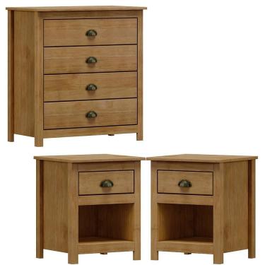 Imagem de Comoda 4 Gav E 02 Mesas De Cabeceira Madeira Maciça Freijo Milani Store