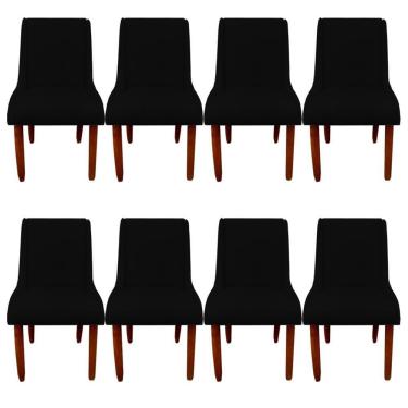 Imagem de Kit 08 Cadeiras Para Sala De Jantar Lizz Pés Palito Veludo Preto D'classe Decor