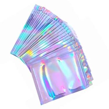 Imagem de HEEPDD Saco de Auto-Vedação de Celofane Com Holograma, Bolsa Iridescente Com Zíper, 9x12cm, 100 Peças, Vedação Superior para Doces, Biscoitos, Armazenamento de Joias, Embalagem