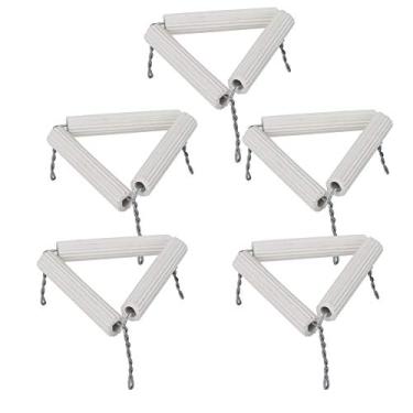 Imagem de Suporte para cadinho triangular de argila de laboratório 5 unidades de tubos cerâmicos resistentes a altas temperaturas com fio de ferro para suporte de aquecimento estável em