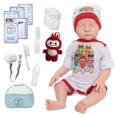 Imagem de Bebe Reborn Menino Corpo 100% Silicone Kit Enxoval Completo - Cegonha 