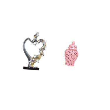 Imagem de Fenteer Estatueta de Casal Se Beijando, Estátua Colecionável de Casal Se Beijando, Ornamento de Mesa para Quarto, Casamento, Estante, Armário, Decoração de Ca